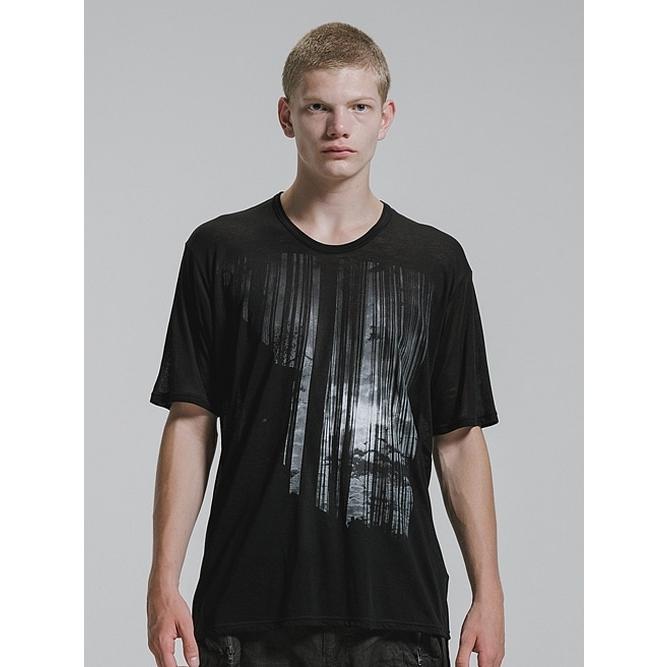 nude:masahiko maruyama ・ヌード:マサヒコマルヤマ/テンセル天竺 "月" プリント半袖 Tシャツ/Black | nude:masahiko maruyama | 04