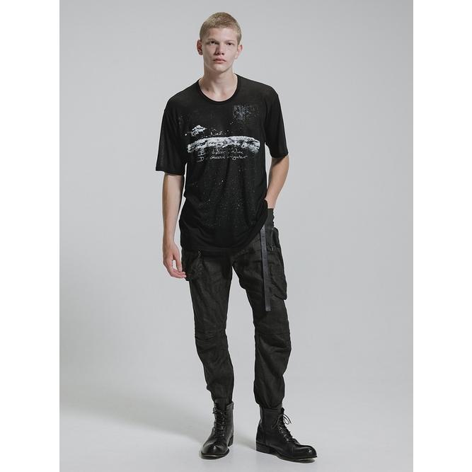 nude:masahiko maruyama ・ヌード:マサヒコマルヤマ/テンセル天竺 "渡り鳥” プリント半袖 Tシャツ/Black | nude:masahiko maruyama | 07