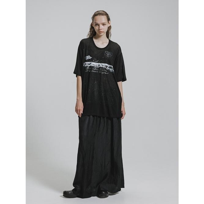 nude:masahiko maruyama ・ヌード:マサヒコマルヤマ/テンセル天竺 "渡り鳥” プリント半袖 Tシャツ/Black | nude:masahiko maruyama | 10