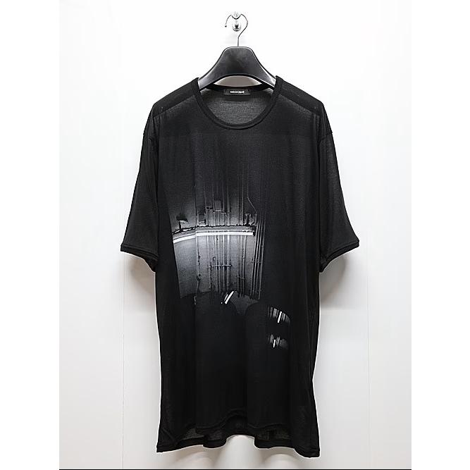 nude:masahiko maruyama ・ヌード:マサヒコマルヤマ/テンセル天竺 "メトロ" プリント半袖Tシャツ/Black | nude:masahiko maruyama