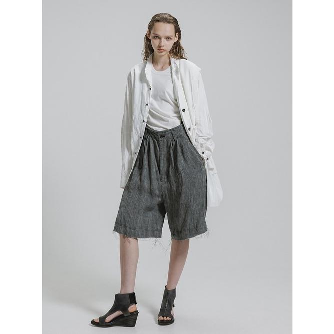 nude:masahiko maruyama・ヌード:マサヒコマルヤマ/リネン中白染天竺ドビーワイドパンツ（サスペンダー付 / 裾パーツ取外し可能）/Grey | nude:masahiko maruyama | 20