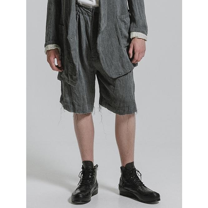 nude:masahiko maruyama・ヌード:マサヒコマルヤマ/リネン中白染天竺ドビーワイドパンツ（サスペンダー付 / 裾パーツ取外し可能）/Grey | nude:masahiko maruyama | 04