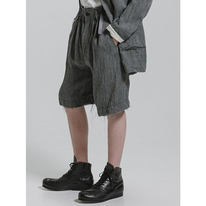 nude:masahiko maruyama・ヌード:マサヒコマルヤマ/リネン中白染天竺ドビーワイドパンツ（サスペンダー付 / 裾パーツ取外し可能）/Grey | nude:masahiko maruyama | 05