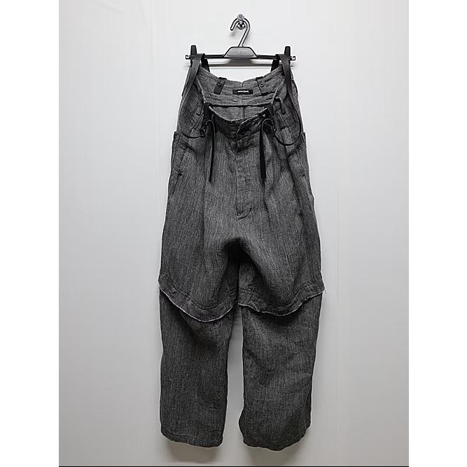 nude:masahiko maruyama・ヌード:マサヒコマルヤマ/リネン中白染天竺ドビーワイドパンツ（サスペンダー付 / 裾パーツ取外し可能）/Grey | nude:masahiko maruyama | 06