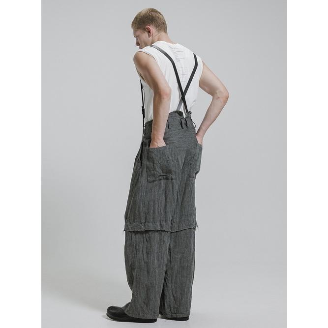 nude:masahiko maruyama・ヌード:マサヒコマルヤマ/リネン中白染天竺ドビーワイドパンツ（サスペンダー付 / 裾パーツ取外し可能）/Grey | nude:masahiko maruyama | 14