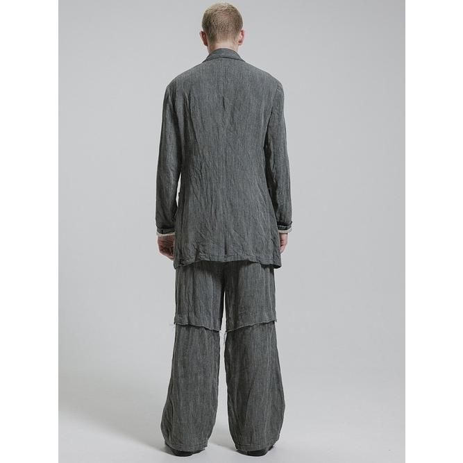 nude:masahiko maruyama・ヌード:マサヒコマルヤマ/リネン中白染天竺ドビーワイドパンツ（サスペンダー付 / 裾パーツ取外し可能）/Grey | nude:masahiko maruyama | 15