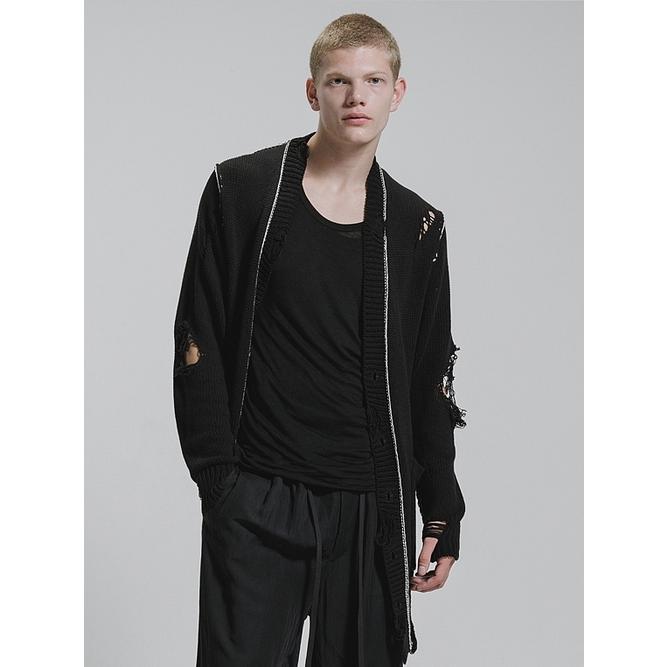 nude:masahiko maruyama ・ヌード:マサヒコマルヤマ/コットン 3GG ダメージニットカーディガン/Black | nude:masahiko maruyama | 07