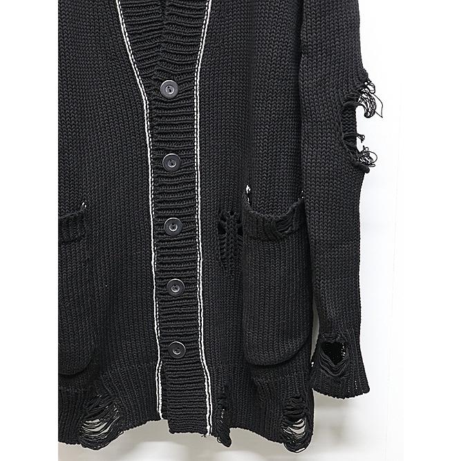 nude:masahiko maruyama ・ヌード:マサヒコマルヤマ/コットン 3GG ダメージニットカーディガン/Black | nude:masahiko maruyama | 02