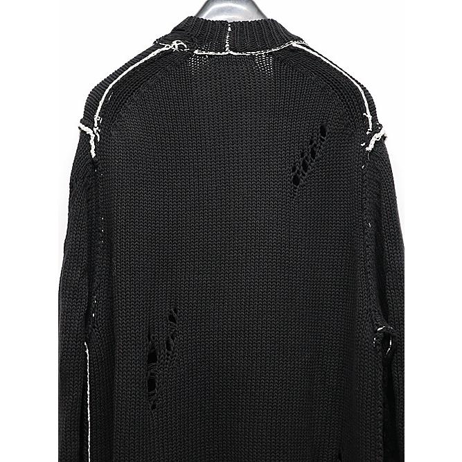 nude:masahiko maruyama ・ヌード:マサヒコマルヤマ/コットン 3GG ダメージニットカーディガン/Black | nude:masahiko maruyama | 03