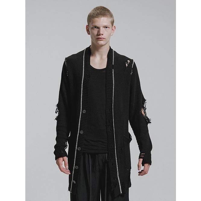 nude:masahiko maruyama ・ヌード:マサヒコマルヤマ/コットン 3GG ダメージニットカーディガン/Black | nude:masahiko maruyama | 06