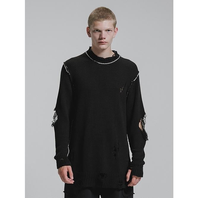 nude:masahiko maruyama ・ヌード:マサヒコマルヤマ/コットン 3GG ダメージニットプルオーバー/Black | nude:masahiko maruyama | 08