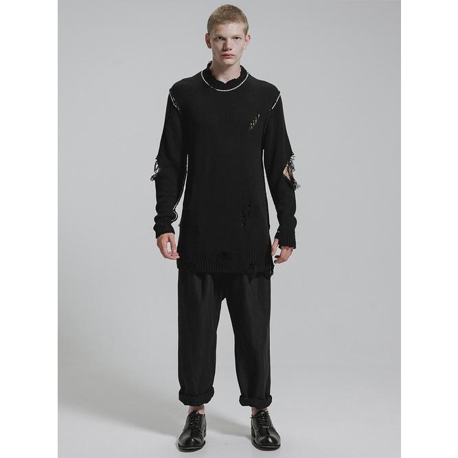 nude:masahiko maruyama ・ヌード:マサヒコマルヤマ/コットン 3GG ダメージニットプルオーバー/Black | nude:masahiko maruyama | 10