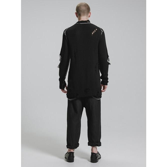 nude:masahiko maruyama ・ヌード:マサヒコマルヤマ/コットン 3GG ダメージニットプルオーバー/Black | nude:masahiko maruyama | 12