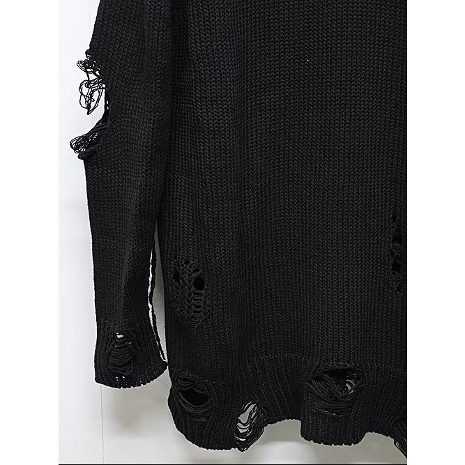 nude:masahiko maruyama ・ヌード:マサヒコマルヤマ/コットン 3GG ダメージニットプルオーバー/Black | nude:masahiko maruyama | 02