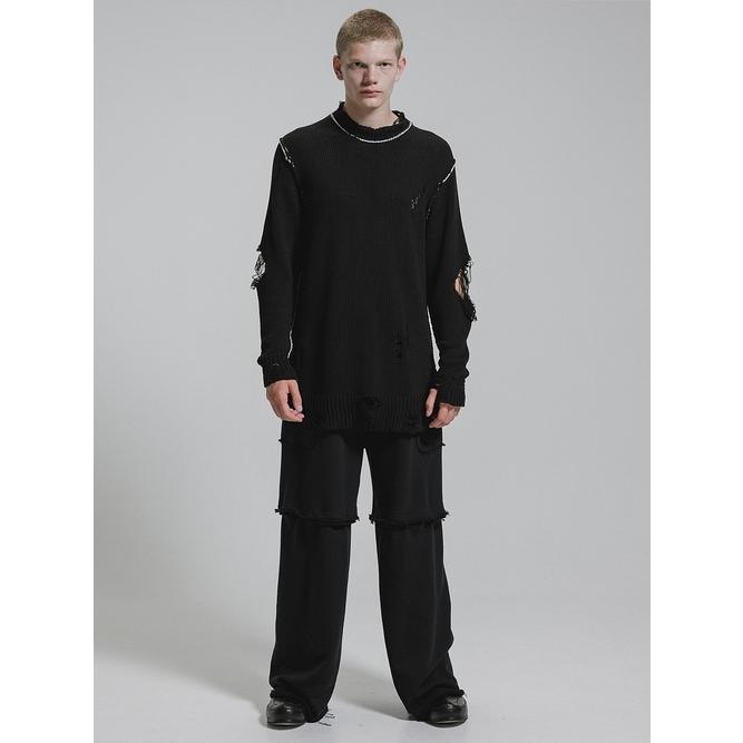 nude:masahiko maruyama ・ヌード:マサヒコマルヤマ/コットン 3GG ダメージニットプルオーバー/Black | nude:masahiko maruyama | 13