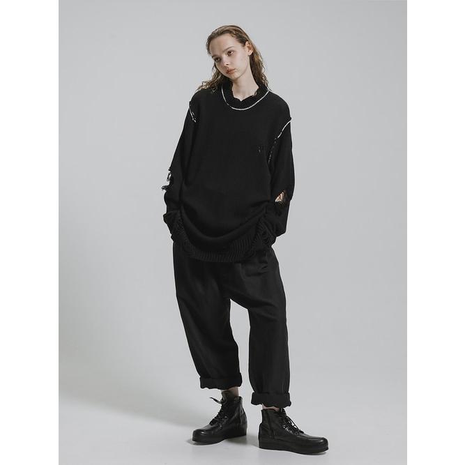 nude:masahiko maruyama ・ヌード:マサヒコマルヤマ/コットン 3GG ダメージニットプルオーバー/Black | nude:masahiko maruyama | 14