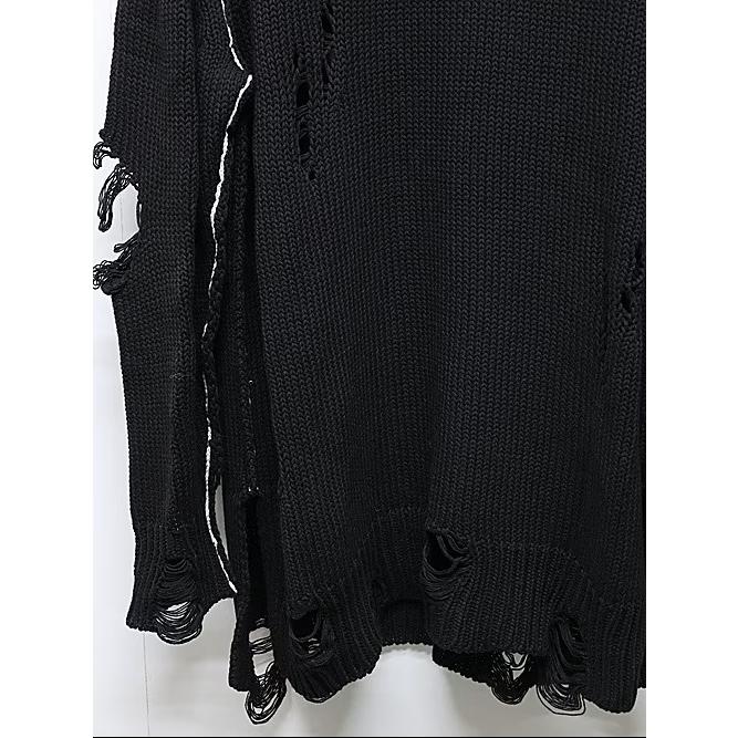 nude:masahiko maruyama ・ヌード:マサヒコマルヤマ/コットン 3GG ダメージニットプルオーバー/Black | nude:masahiko maruyama | 04