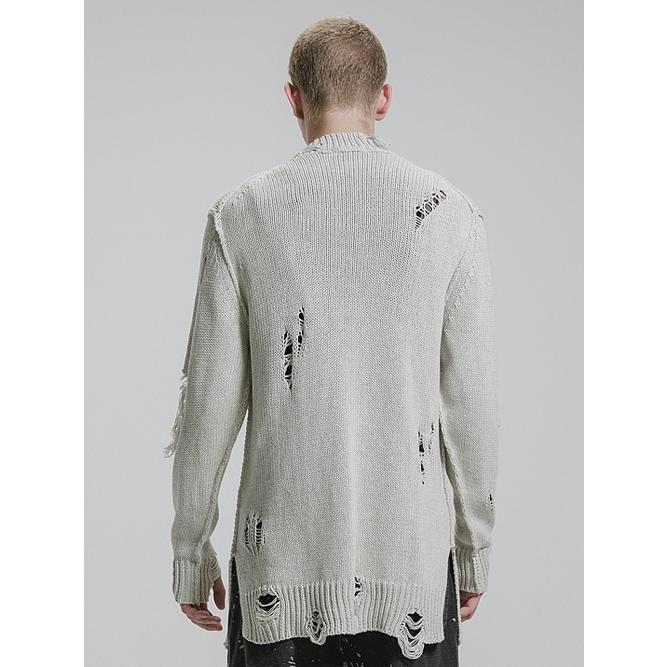 nude:masahiko maruyama ・ヌード:マサヒコマルヤマ/コットン 3GG ダメージニットプルオーバー/Light Grey | nude:masahiko maruyama | 08