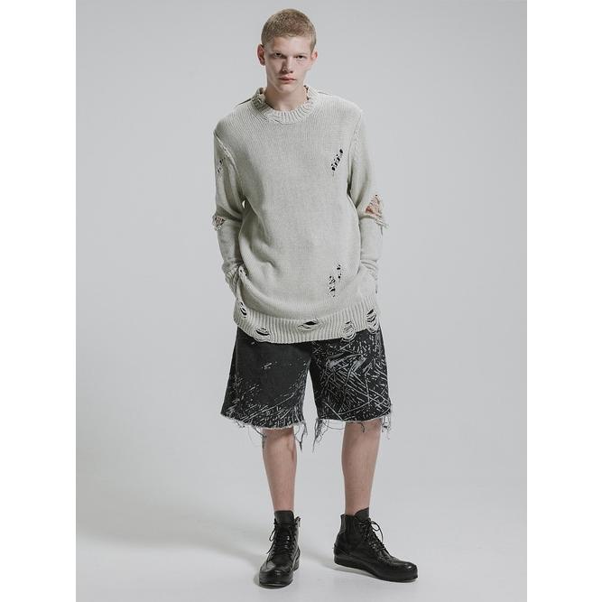 nude:masahiko maruyama ・ヌード:マサヒコマルヤマ/コットン 3GG ダメージニットプルオーバー/Light Grey | nude:masahiko maruyama | 11