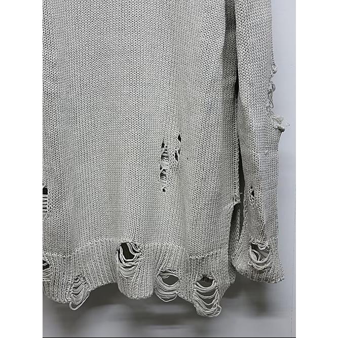 nude:masahiko maruyama ・ヌード:マサヒコマルヤマ/コットン 3GG ダメージニットプルオーバー/Light Grey | nude:masahiko maruyama | 02