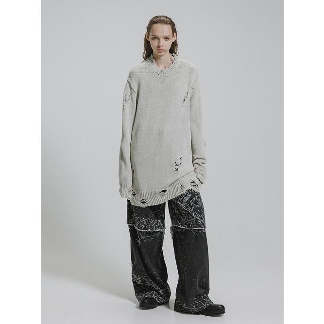 nude:masahiko maruyama ・ヌード:マサヒコマルヤマ/コットン 3GG ダメージニットプルオーバー/Light Grey | nude:masahiko maruyama | 13