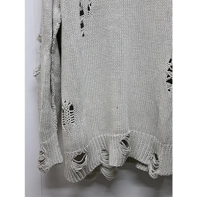 nude:masahiko maruyama ・ヌード:マサヒコマルヤマ/コットン 3GG ダメージニットプルオーバー/Light Grey | nude:masahiko maruyama | 04