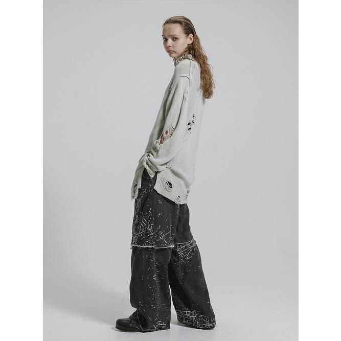 nude:masahiko maruyama ・ヌード:マサヒコマルヤマ/コットン 3GG ダメージニットプルオーバー/Light Grey | nude:masahiko maruyama | 14