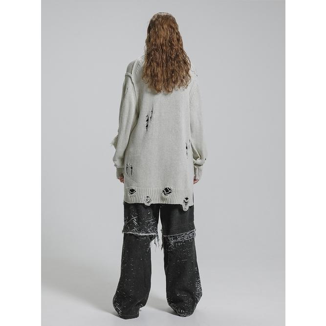 nude:masahiko maruyama ・ヌード:マサヒコマルヤマ/コットン 3GG ダメージニットプルオーバー/Light Grey | nude:masahiko maruyama | 15