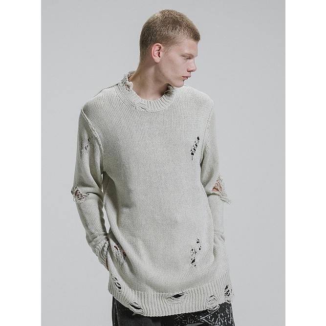 nude:masahiko maruyama ・ヌード:マサヒコマルヤマ/コットン 3GG ダメージニットプルオーバー/Light Grey | nude:masahiko maruyama | 06