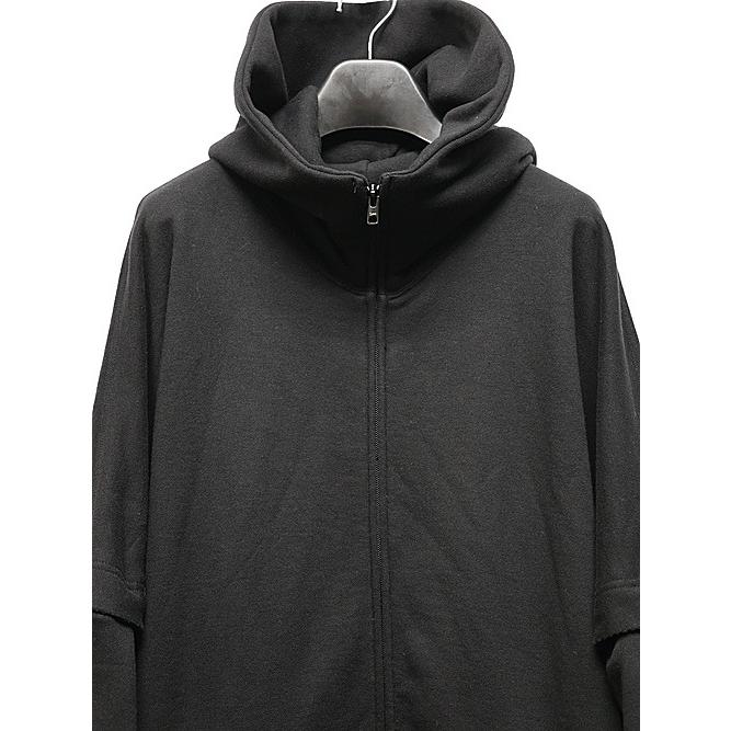 nude:masahiko maruyama ・ヌード:マサヒコマルヤマ/裏毛オーバーサイズZIP UPパーカ（袖取り外し可能）/Black | nude:masahiko maruyama | 01