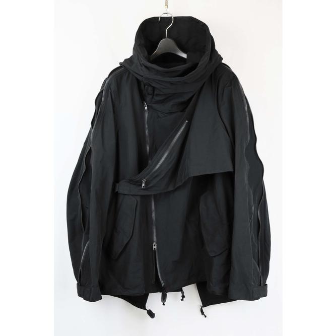 (予約品)8〜9月入荷予定/nude:masahiko maruyama・ヌードマサヒコマルヤマ/Cotton/Nylon Grosgrain-Water Repellent Finishマルチジップショートモッズコート/BKの画像