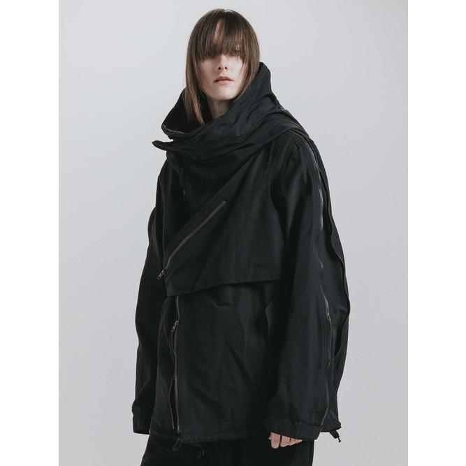 (予約品)8〜9月入荷予定/nude:masahiko maruyama・ヌードマサヒコマルヤマ/Cotton/Nylon Grosgrain-Water Repellent Finishマルチジップショートモッズコート/BKの画像