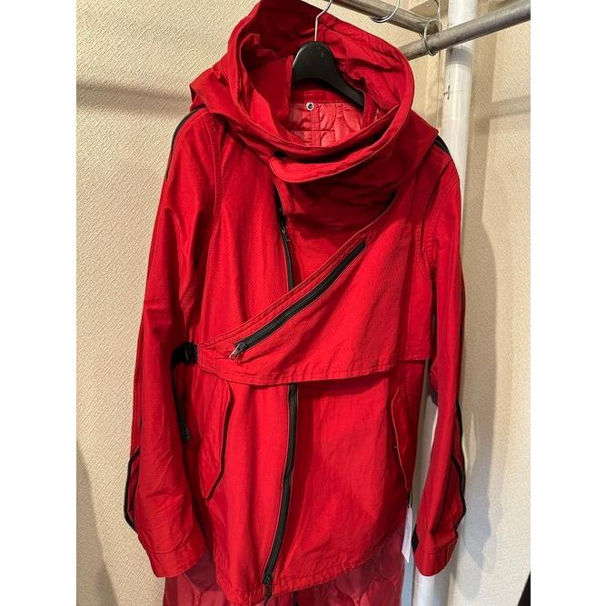 (予約品)8〜9月入荷予定/nude:masahikomaruyama・ヌードマサヒコマルヤマ/Cotton/Nylon Grosgrain-Water Repellent Finishマルチジップショートモッズコート/Red | nude:masahiko maruyama | 11