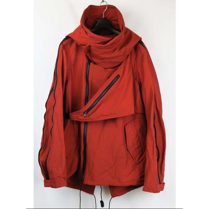 (予約品)8〜9月入荷予定/nude:masahikomaruyama・ヌードマサヒコマルヤマ/Cotton/Nylon Grosgrain-Water Repellent Finishマルチジップショートモッズコート/Red | nude:masahiko maruyama | 08