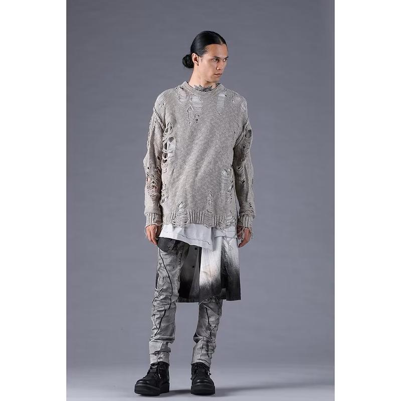 (予約品）12〜1月入荷予定/D.HYGEN・ディーハイゲン/3Gダメージニットプルオーバー/GRAY |  | 10