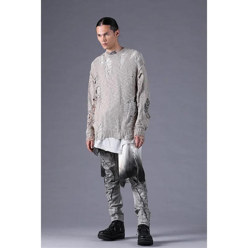 (予約品）12〜1月入荷予定/D.HYGEN・ディーハイゲン/3Gダメージニットプルオーバー/GRAY |  | 11