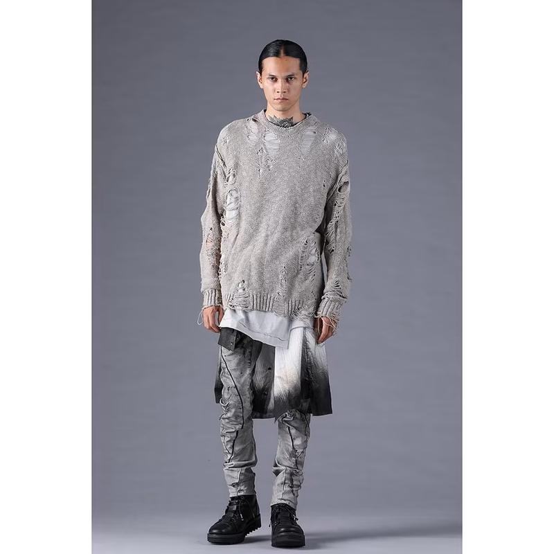(予約品）12〜1月入荷予定/D.HYGEN・ディーハイゲン/3Gダメージニットプルオーバー/GRAY |  | 12