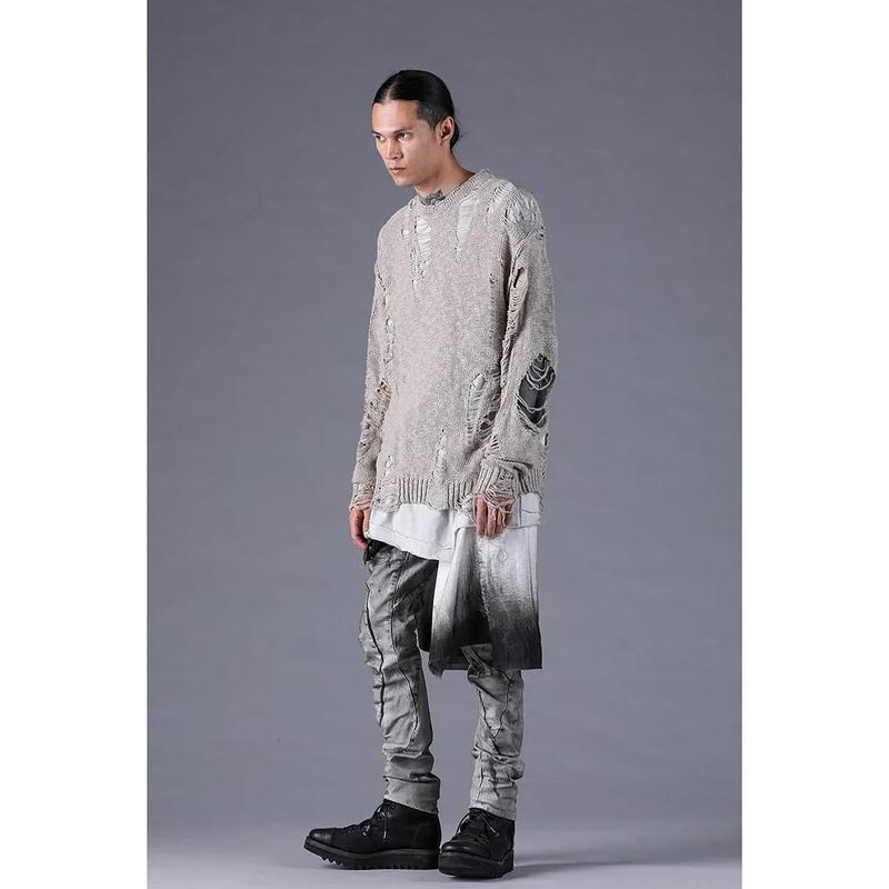 (予約品）12〜1月入荷予定/D.HYGEN・ディーハイゲン/3Gダメージニットプルオーバー/GRAY |  | 13