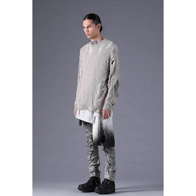(予約品）12〜1月入荷予定/D.HYGEN・ディーハイゲン/3Gダメージニットプルオーバー/GRAY |  | 14