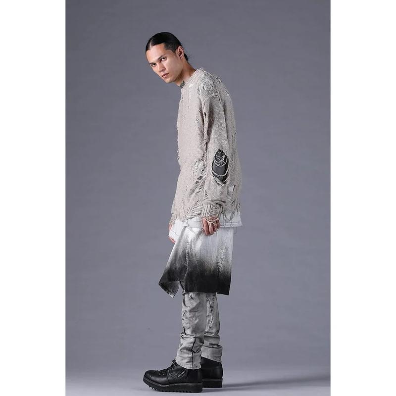 (予約品）12〜1月入荷予定/D.HYGEN・ディーハイゲン/3Gダメージニットプルオーバー/GRAY |  | 15
