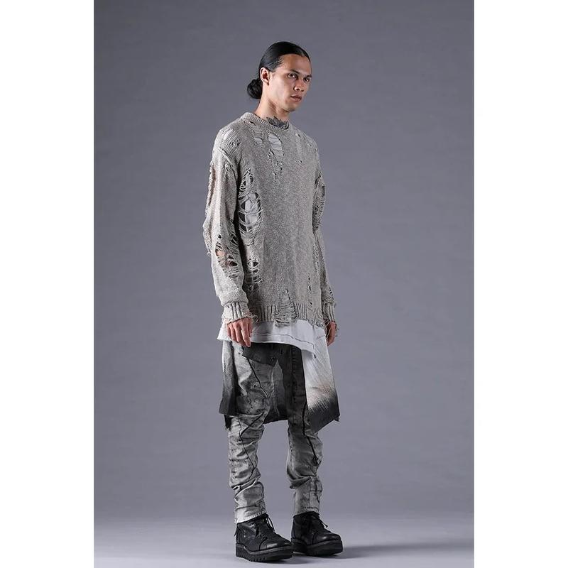 (予約品）12〜1月入荷予定/D.HYGEN・ディーハイゲン/3Gダメージニットプルオーバー/GRAY |  | 16