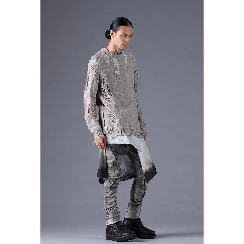(予約品）12〜1月入荷予定/D.HYGEN・ディーハイゲン/3Gダメージニットプルオーバー/GRAY |  | 17