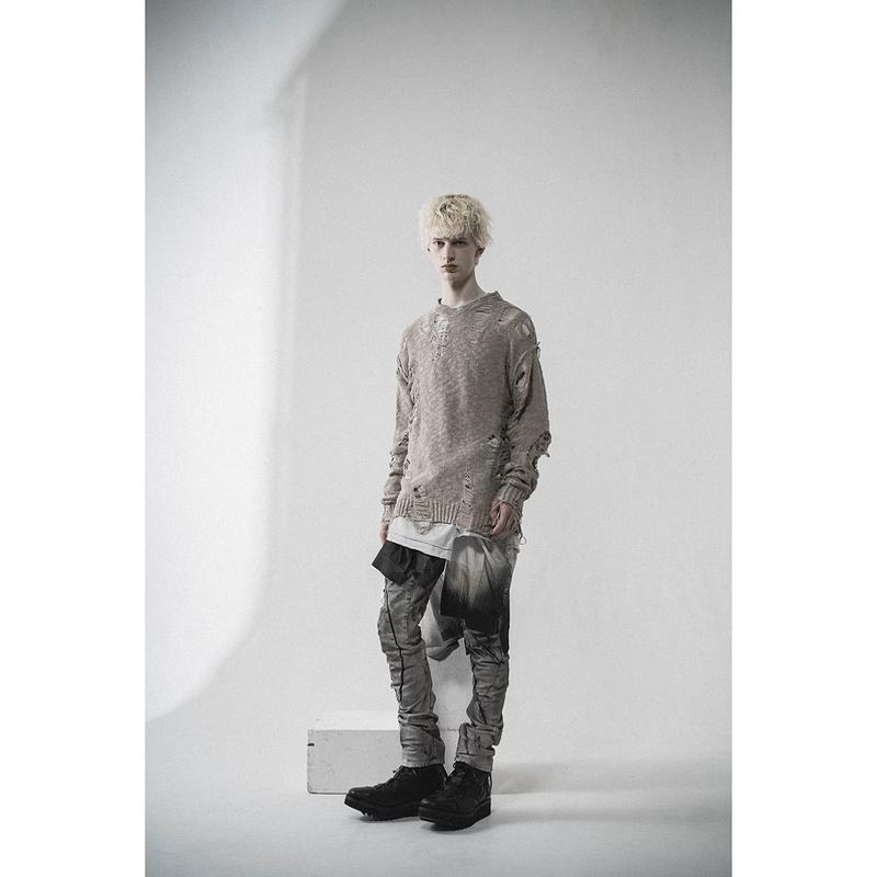 (予約品）12〜1月入荷予定/D.HYGEN・ディーハイゲン/3Gダメージニットプルオーバー/GRAY |  | 18
