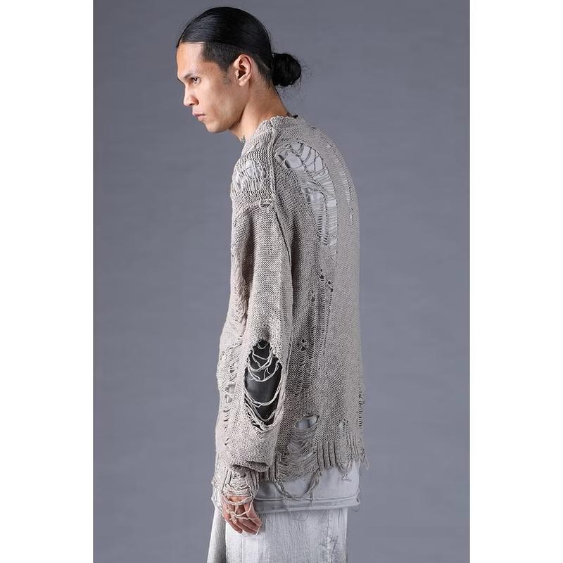 (予約品）12〜1月入荷予定/D.HYGEN・ディーハイゲン/3Gダメージニットプルオーバー/GRAY |  | 02