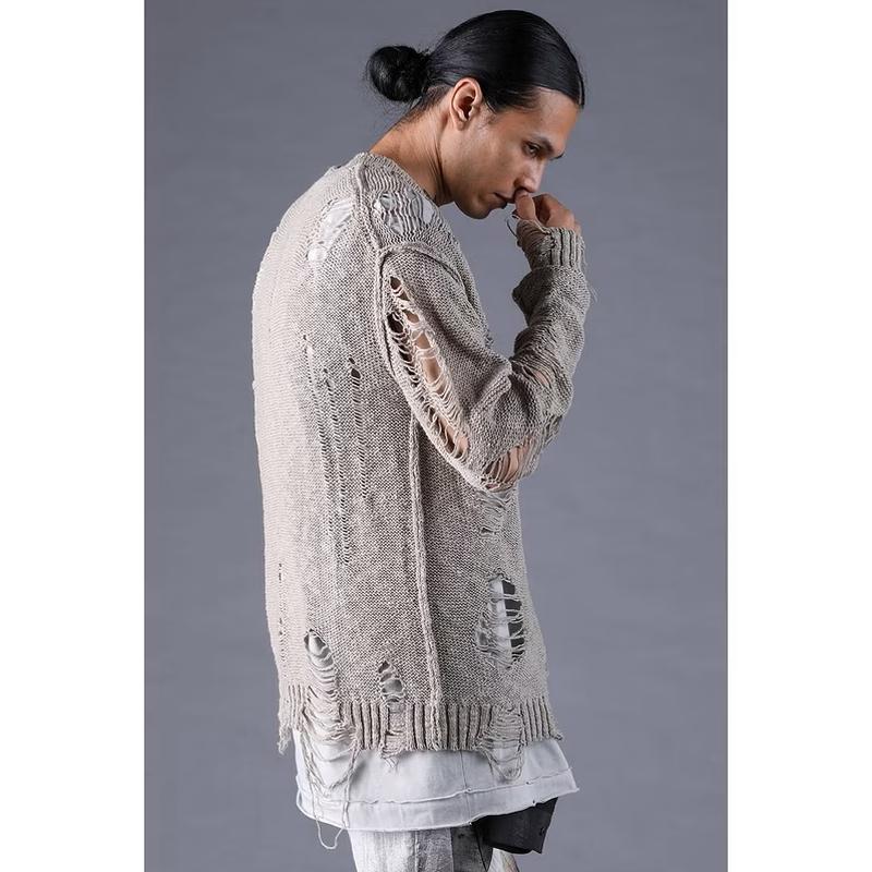 (予約品）12〜1月入荷予定/D.HYGEN・ディーハイゲン/3Gダメージニットプルオーバー/GRAY |  | 03