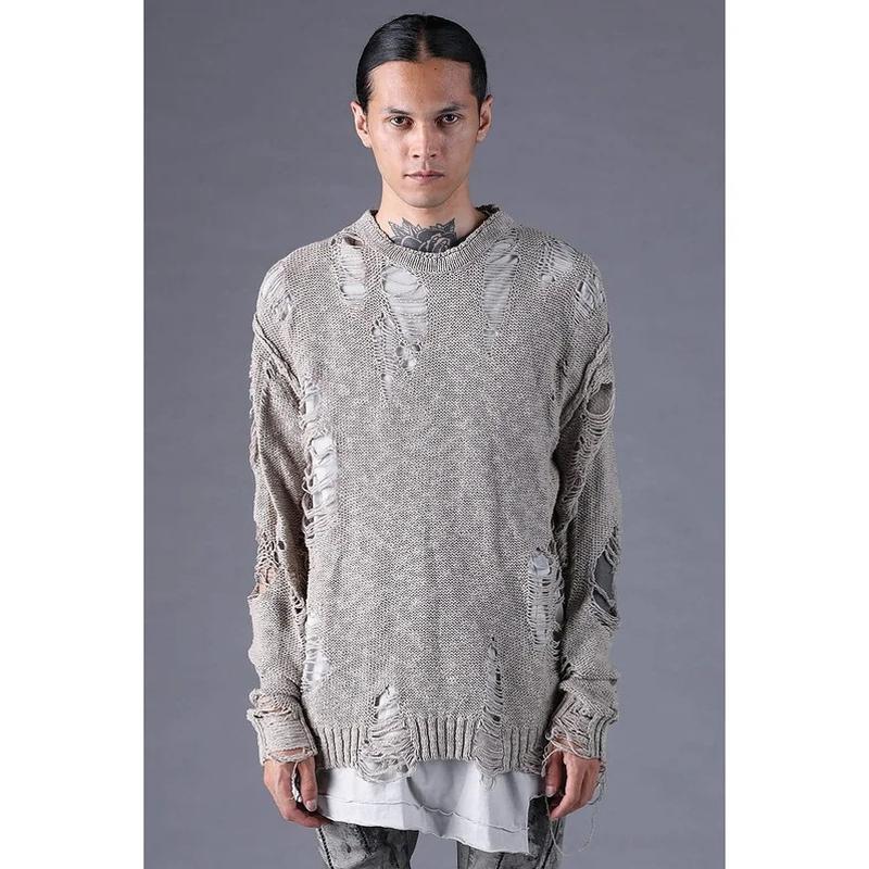 (予約品）12〜1月入荷予定/D.HYGEN・ディーハイゲン/3Gダメージニットプルオーバー/GRAY |  | 05