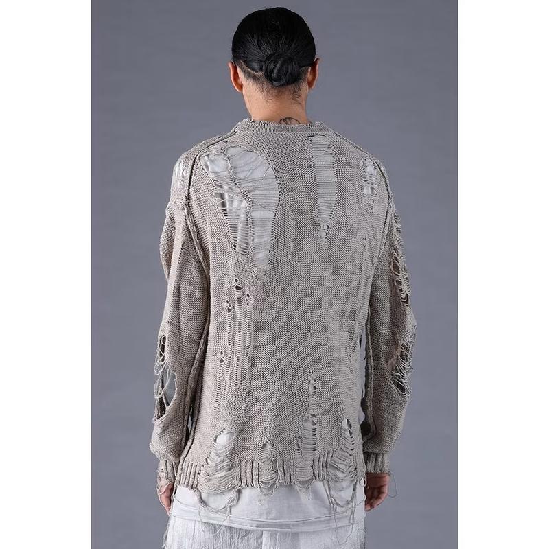 (予約品）12〜1月入荷予定/D.HYGEN・ディーハイゲン/3Gダメージニットプルオーバー/GRAY |  | 04