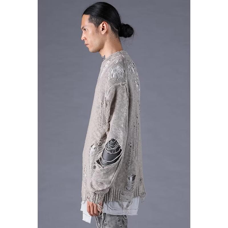 (予約品）12〜1月入荷予定/D.HYGEN・ディーハイゲン/3Gダメージニットプルオーバー/GRAY |  | 07