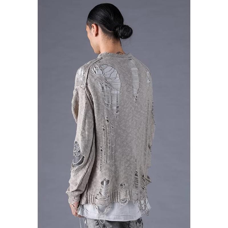 (予約品）12〜1月入荷予定/D.HYGEN・ディーハイゲン/3Gダメージニットプルオーバー/GRAY |  | 08