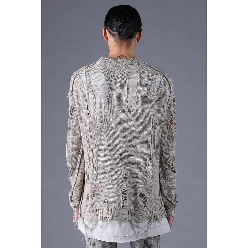 (予約品）12〜1月入荷予定/D.HYGEN・ディーハイゲン/3Gダメージニットプルオーバー/GRAY |  | 09